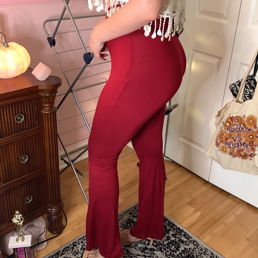SHEIN Medium Maroon Flare Leggings - Picture 2 of 7